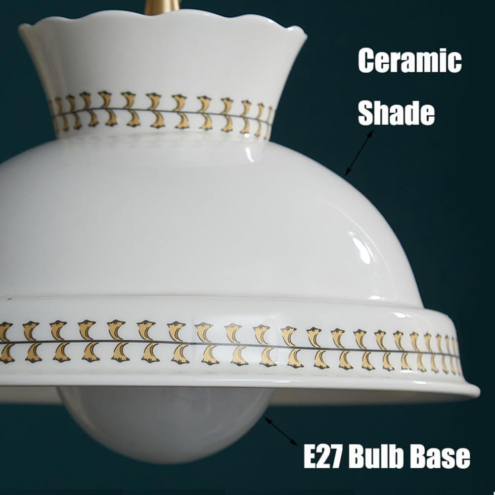 Japanese Style Ceramic Pendant Light for Kitchen Island, White Modern Farmhouse Pendant Lighting, Nordic Simple Pendant Lamp, Retro Rustic Pendant Light Fixture for Dining Room Bar Over Sink Table