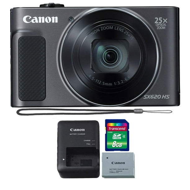 Mauve Afscheiden instant Canon PowerShot SX620 HS 20.2MP 25X Zoom Wifi / NFC Full HD 1080p Digital  Camera (Black) with 8GB Memory Card - Walmart.com