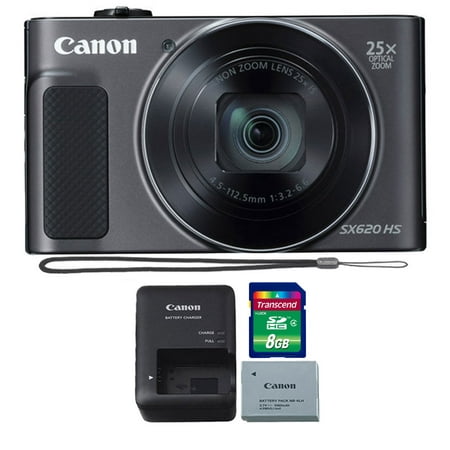 Canon PowerShot SX620 HS 20.2MP 25X Zoom Wifi / NFC  Full HD 1080p Digital Camera  (Black) with 8GB Memory