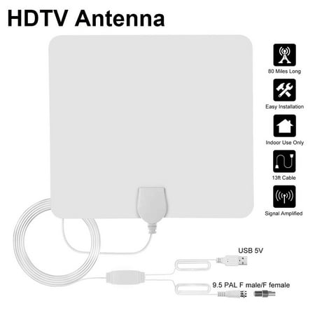 Black Friday Deals Clearance! 2019 Newest Indoor Digital TV Antenna Up to 60 Miles Range with Amplifier Signal Booster 4K HD 1080p VHF UHF Freeview for Life Local Channels -13ft Coax