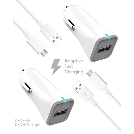 Ixir Huawei Ascend G7 Charger Micro USB 2.0 Cable Kit by Ixir - (Car Charger + Cable) True Digital Adaptive Fast Charging uses dual voltages for up to 50% faster charging!