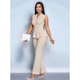 thumbnail image 6 of Women'S 2 Piece Outfit V Neck Asymmetrical Sleeveless Ruched T Shirt and Pants Going Out Set Color L, 6 of 8