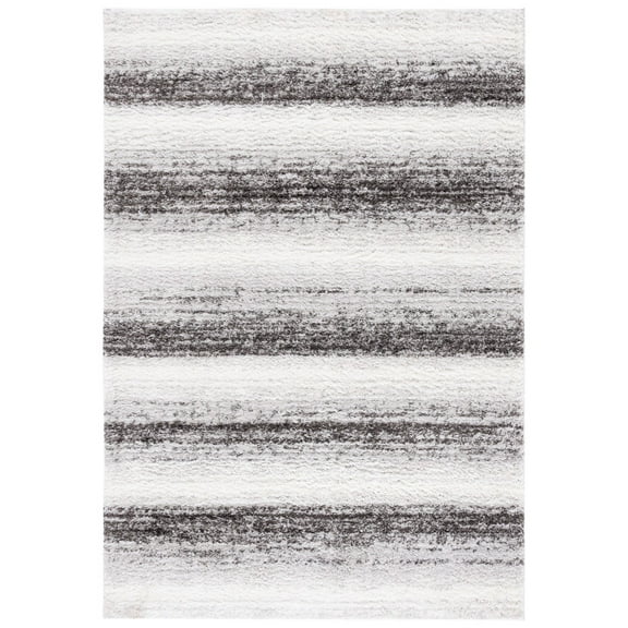 SAFAVIEH Berber Verna Abstract Shag Area Rug, 5'5" x 7'7", Light Grey/Grey
