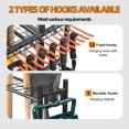 thumbnail image 3 of Garden Tool Organizer, Yard Tool Tower Rack for Garage Organization and Storage, Heavy Duty Garden Tool Storage with Wheels and Hooks, Hold Long-Handled Tool/Rake/Broom, Black, 3 of 5