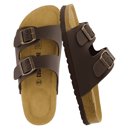 Cushionaire Lane Cork Footbed Sandals for Women – Comfortable Double Buckle Slip-On with Genuine Suede Footbed & Arch Support | Slides for Women
