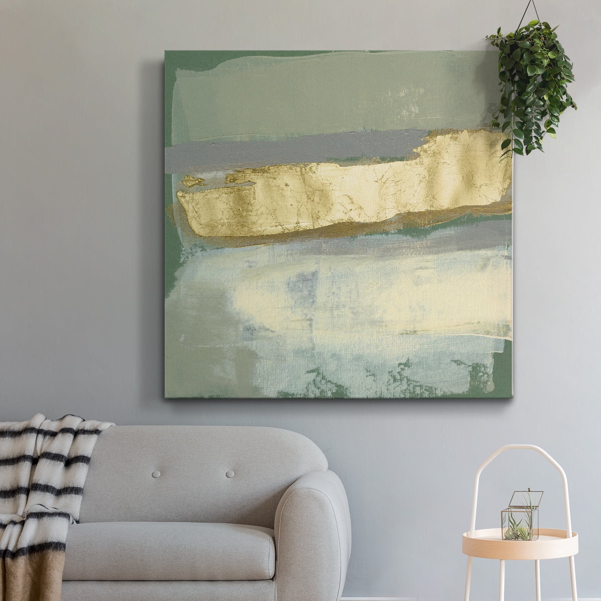 Wexford Home Sage & Gold Swipe VIII-Premium Gallery Wrapped Canvas, 24" x 24" - Ready to Hang