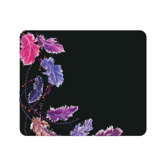OTM Prints Black Mouse Pad, Dancing Feathers Purple