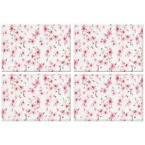 Pioneer Flower Floral Print Pattern Summer Placemats Table Placemats Set Of 4-Linen Kitchen Washable Placemats Table Mats 12x18 Inch Non-Slip Heat Resistant