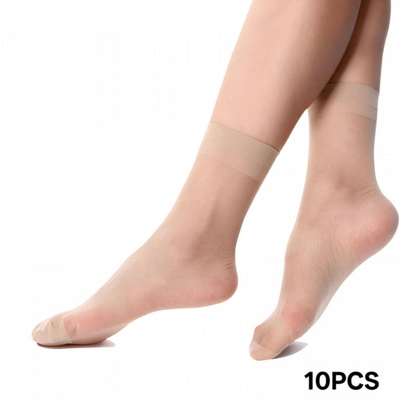 TELOLY 10 Pack Women's Nylon Socks Ankle High Sheer Pantyhose