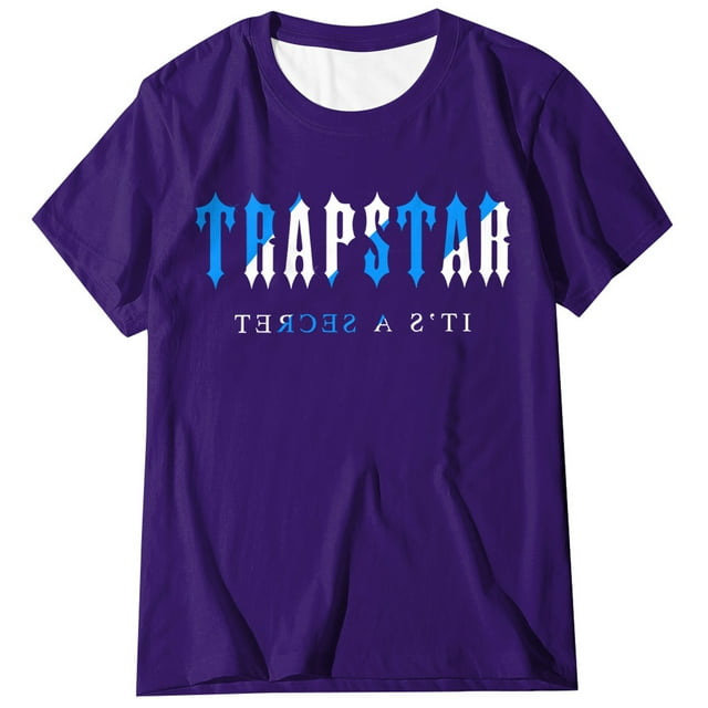 T-shirts pour Femmes Trapstar T-Shirt Imprimé pour Femmes Décontracté Graphique Filles Juniors Manches Courtes T-Shirt Fantaisie Hauts avec Col Rond (Violet, 2TG)