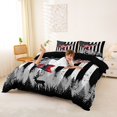 thumbnail image 2 of Castle Fairy Patriotic Bass Print Duvet Cover King,Flag Fish Pine Deer Black Wall Graphic King Bedding,Red Black,Black Reversible,3 Pieces,No Comforter,1 Duvet Cover and 2 Pillowcases, 2 of 6