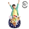 thumbnail image 3 of Floral Storage Toy Bag Chair, Continuous Pattern of Flowers and Dots and Blossoming Vintage Design, Stuffed Animal Organizer Washable Bag, Large Size, Indigo and White, by Ambesonne, 3 of 3