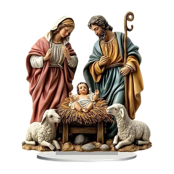 Adorno navideño de en 2D, colección de acrílico decorativo, artesanía religiosa, decoración del hogar para sala de estar.