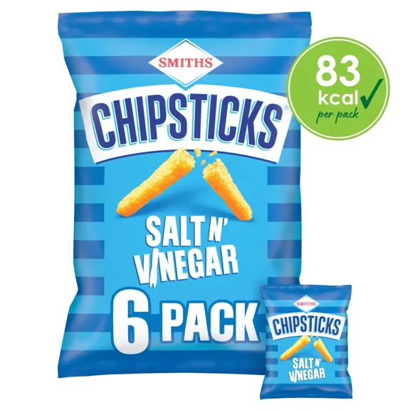 Walkers Smith's Chipsticks - Salt & Vinegar (6x17g) British Snacks by Walkers