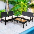 thumbnail image 3 of Gymax 4PCS Patio Rotin Conversation Ensemble de Meubles en Osier Ensemble W / Coussins Blancs, 3 of 10