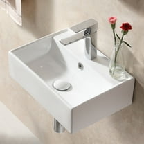 Wall Mounted Bathroom Sink,17.71"x 12.2" White Ceramic Rectangular Vessel Sink Above Counter White