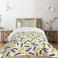 thumbnail image 3 of Ambesonne Feather Quilted Bedspread Set 2 Pcs, Bohemian Exotic Plumage, Twin Size, Grey Yellow, 3 of 6