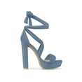 thumbnail image 3 of BLISSFUL STEP Women's Lace Up Platform Block Heel Sandals Haze Blue 6, 3 of 7