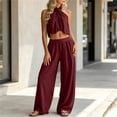 thumbnail image 2 of Women's Two Piece Sets Summer Plus Size Fashion 2026 Solid-Color Sleeveless Top Pocket Elastic Waist Pants Sets, 2 of 7