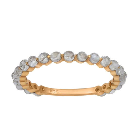 Mooneye 0.95 Ctw Round Moonstone 925 Silver Gold Vermeil Eternity Stackable Women Gifts Ring