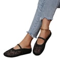 thumbnail image 4 of Willtoo Mary Jane Mules for Women Mesh Mary Jane Flats Summer Slip on Shoes Women No Back Woven Hollow Ballet Flat Shoes, 4 of 6