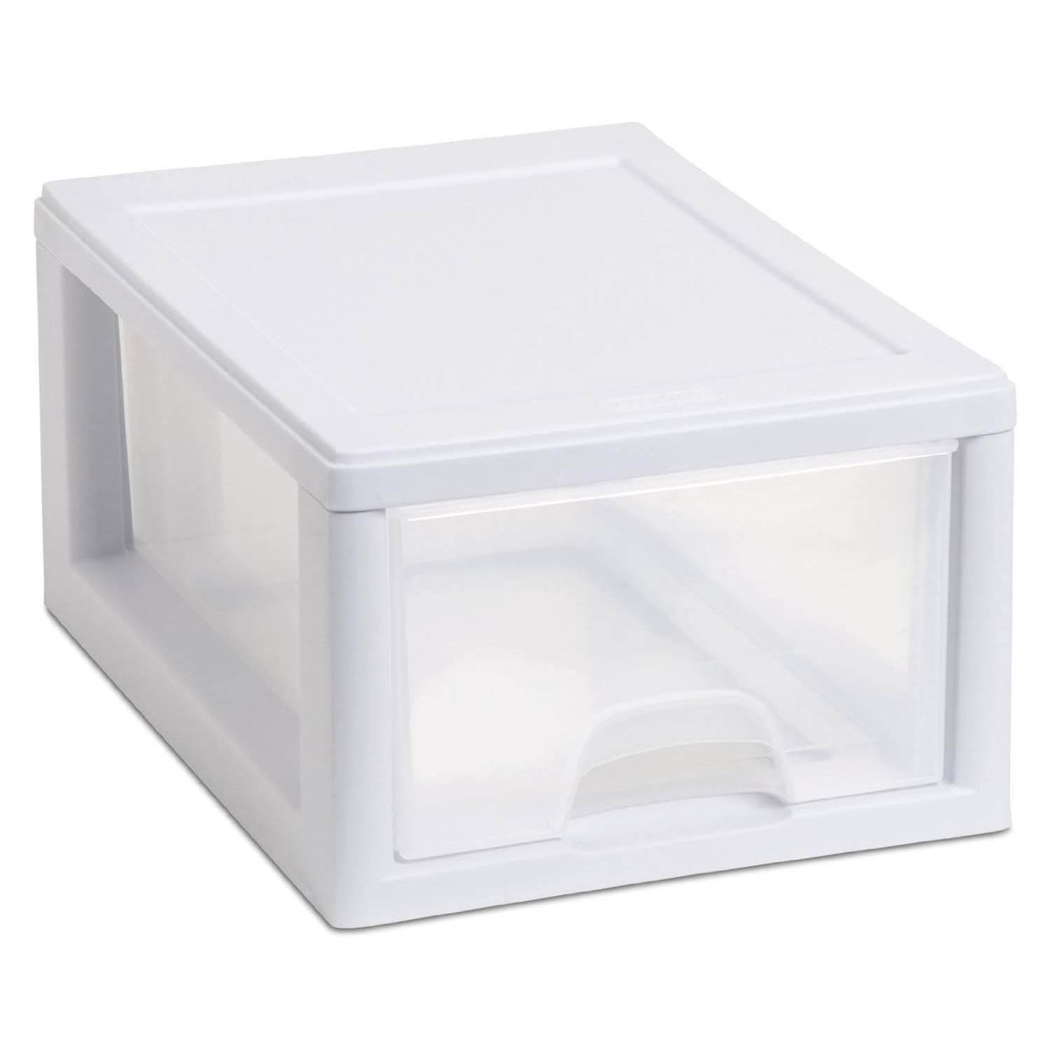 Sterilite 6 Qt Stacking Storage Drawer, Plastic Home Organizer Bin, Clear, 6 Pack
