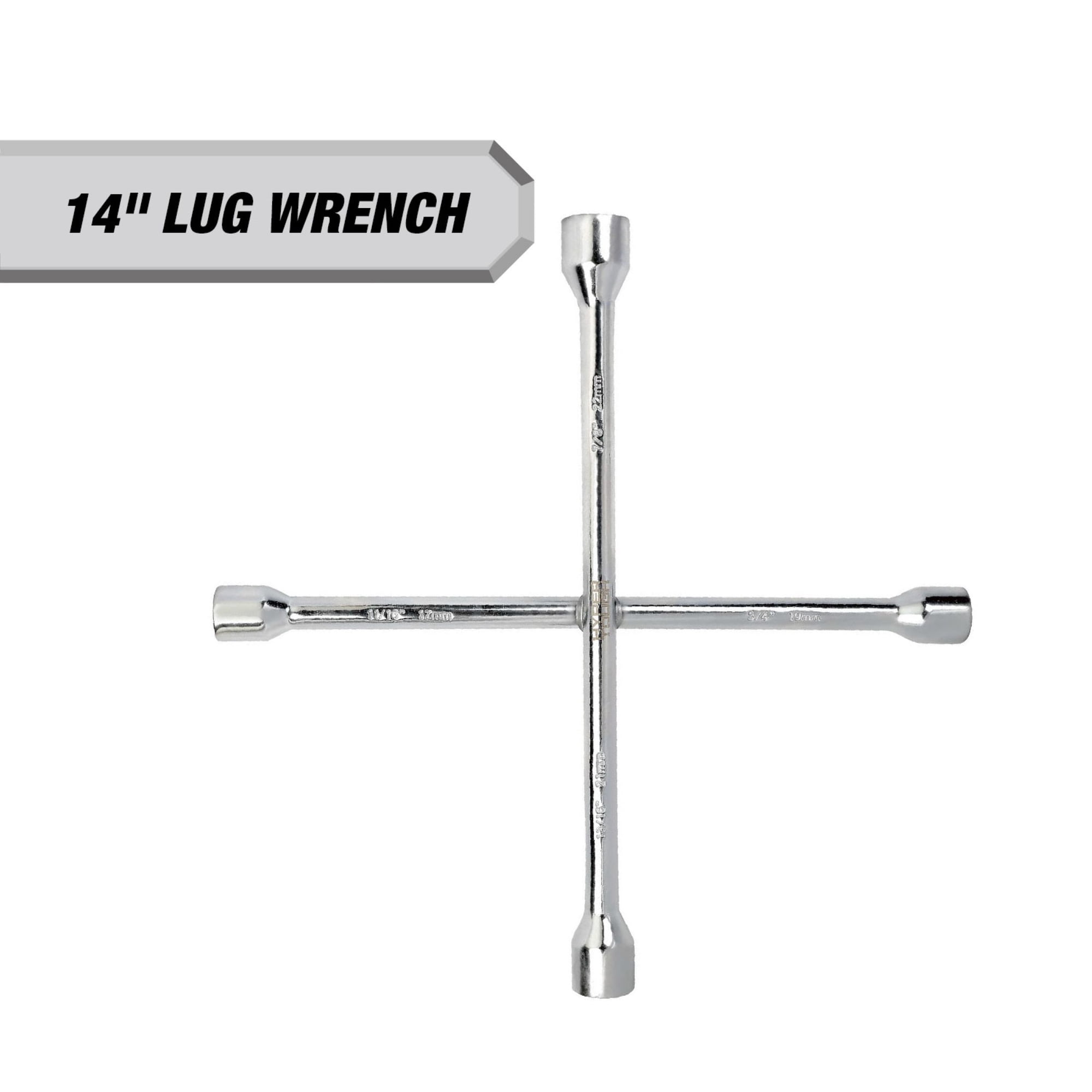 Hyper Tough 14-inch 4-Way Carbon Steel Lug Wrench