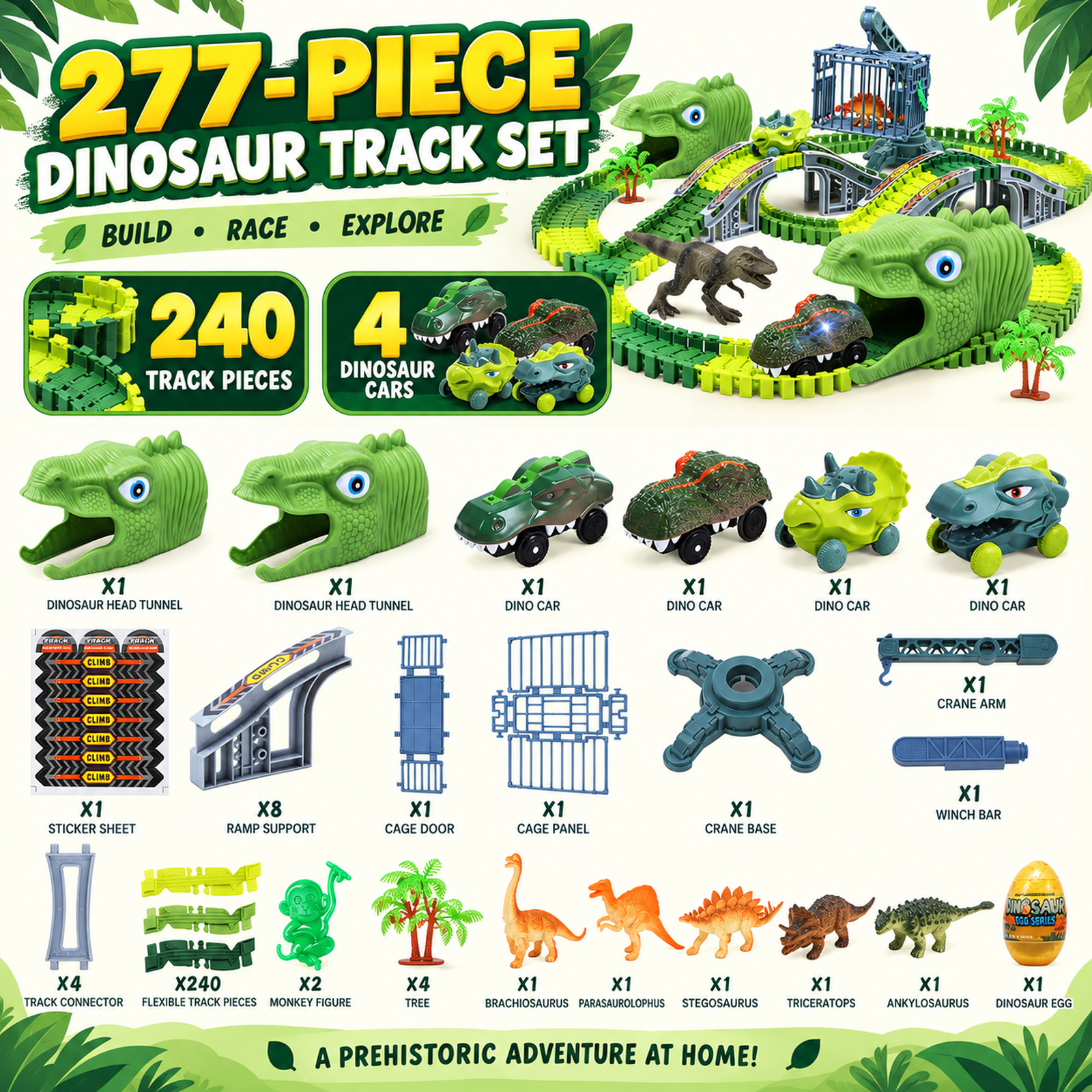WEFONE Dinosaur Race Track Set 277-Piece Building Kit photo 2