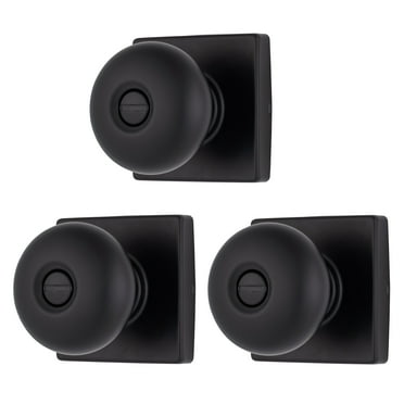 Brinks Matte Black Privacy Doorknob, Locking Doorknob, 3-Pack
