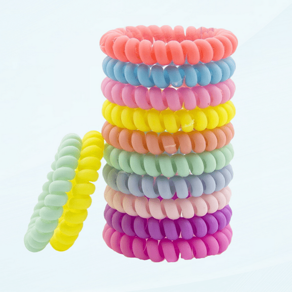 Spiral Hair Ties No Crease, Colorful Traceless Hair Ties, Elastic Coil Hair Ties for Women Girls, Matte Phone Cord Hair Ties, Waterproof Hair Coils for for Any Kinds of Hair (10PCS, Multicolor)