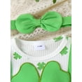 thumbnail image 4 of Suealasg Baby Girls Irish Festivals 2Pcs Outfits Sets 3M 6M 9M 12M 18M Infant Girls Summer Clothes Short Sleeve Clover Patch Romper Dress+Headband, 4 of 9