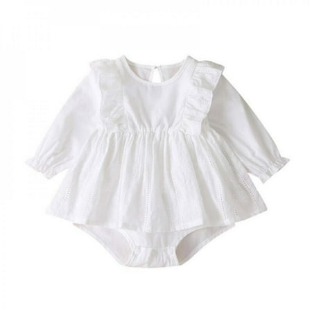 

Clearance Sale Sweet Baby Girls Clothes Outfit White Round Neck Lace Triangle Butterfly Infant Toddler Clothing Romper Dress