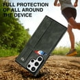 thumbnail image 4 of SaniMore Case for Samsung Galay S22 Ultra 6.8" 2022, [Wrist Strap & Card Slot & Support Stand] PU Leather Skin [Wear-resistant Anti-drop Shockproof] Slim Lightweiht Shell For Galaxy S22 Ultra, Green, 4 of 7
