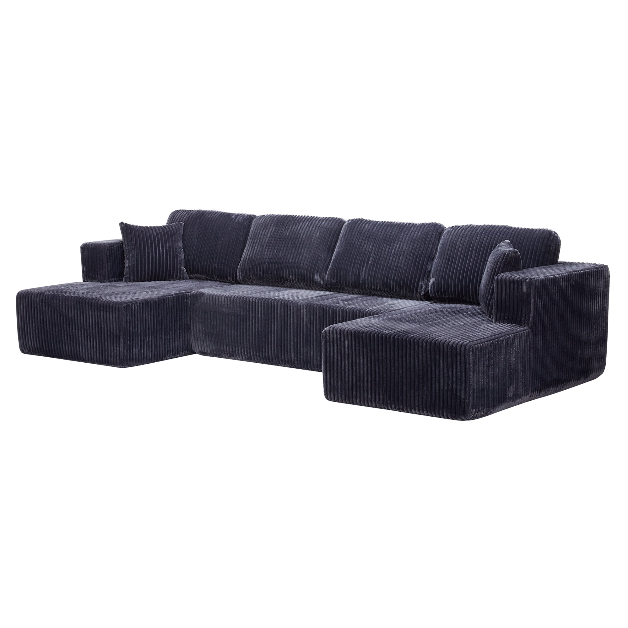 Leumius 130" Oversized Cloud Boneless Sofa Couch with Chaise, ,U Shaped Modular Sectional Sofa with Deep Seat for Living Room,No Assembly Required,Dark Gray