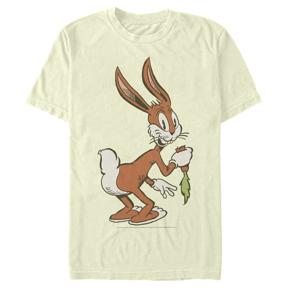 Men's Looney Tunes Retro Bugs Eating a Carrot  Graphic Tee Beige Small