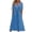 Blue, variant on MIOU Women's Summer A-Line Skirt with Pockets; V-neck with button closure; Ribbed, printed, pleated, solid-color, short-sleeve midi dress