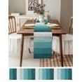 thumbnail image 6 of Teal Ombre Table Runner Farmhouse Vintage Wooden Striped Tablerunners 13 x 60 Inch, Table Decorations Tabletop Scarf for Summer Gathering Holiday Farmhouse Kitchen Dining Decor, 6 of 6