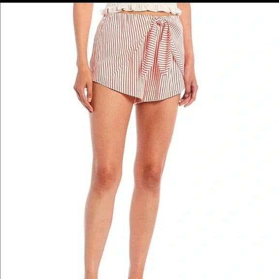 Gianni Bini - Striped Harper Tie Front Shorts,Size X-Large, Red White