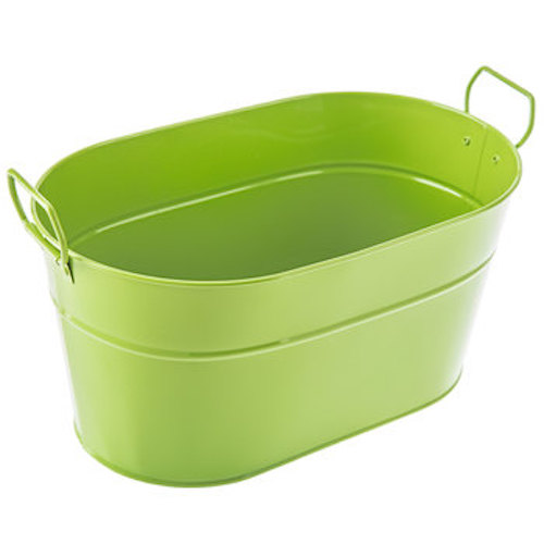 Lime Green Oval Metal Container Industrial Style Farm Home