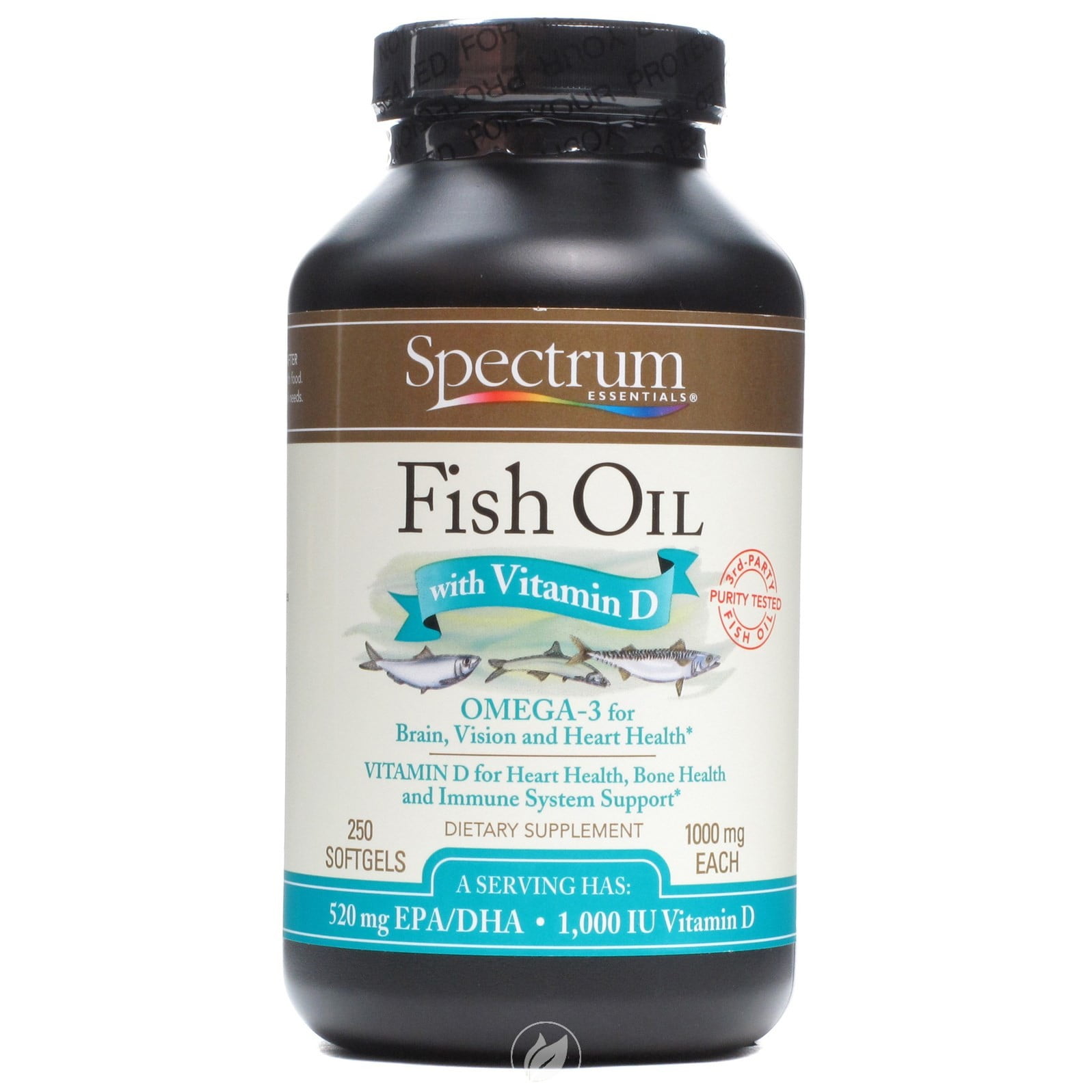 Fish Oil Vitamin D 250 Sgels by Spectrum Essentials, Pack of 2