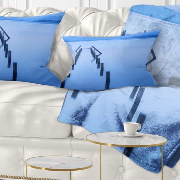 Designart Wood Walk - Seascape Photography Throw Pillow - 12x20