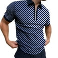 thumbnail image 2 of Outfmvch polo shirts for men Polka Dot Polos Casual Zipper Print Turn Down Shirt Collar womens tops Blue, 2 of 6