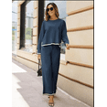 thumbnail image 6 of Women's 2 Piece Outfits Long Sleeve Knit Sweater Set Top Lounge Wide Leg Pants Sets Tracksuits Spring and Autumn, 6 of 7