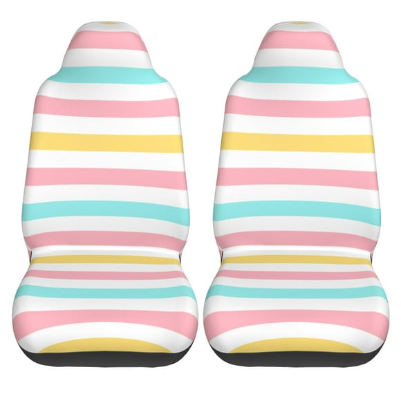 LAKIMCT Rainbow Stripes Line Car Seat Covers Vehicle Front Seat Covers Universal Fit Seat Protector