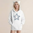 thumbnail image 2 of SwiftWear Women's Star Print Cute Cat Ear Hoodie Soft Pullover Hooded Tops with Front Pockets, Animal Themed Casual Wear White, 2 of 4