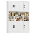thumbnail image 4 of Homfa 8 Door Pantry Cabinet with Adjustable Shelves，71”H Storage Cabinet with Open Cubes for Kitchen, Dining Room, White, 4 of 7