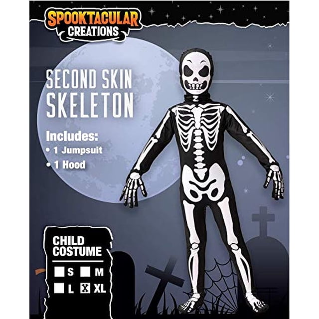 Disfraz de esqueleto de piel infantil Spooktacular Creations para Halloween Trick-or-Trato 3T