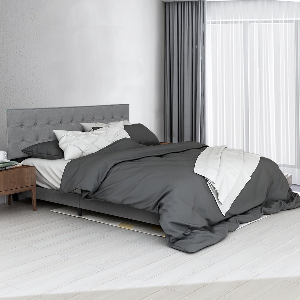 Gray Bed Frame, Modern High-End King Size Bed Frame with Headboard ...