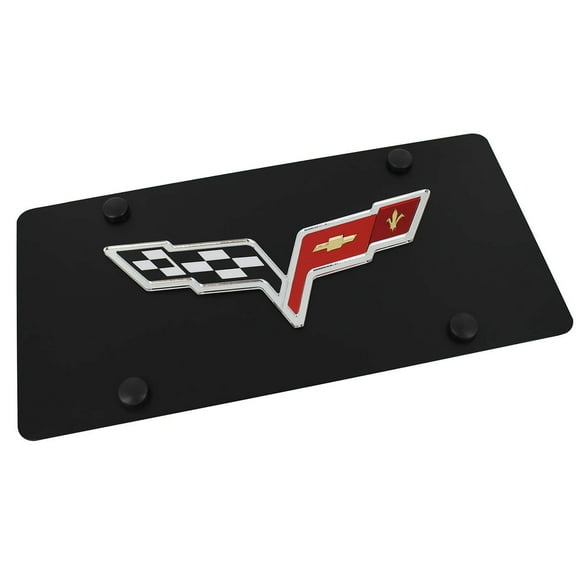 Chevy Corvette C6 Logo License Plate (Black)