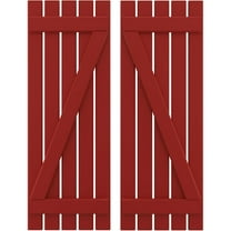 Ekena Millwork 19 1/2"W x 75"H Americraft Five Board (2 Batten) Exterior Real Wood Spaced Board-n-Batten Shutters w/ Z-Bar (Per Pair), Fire Red